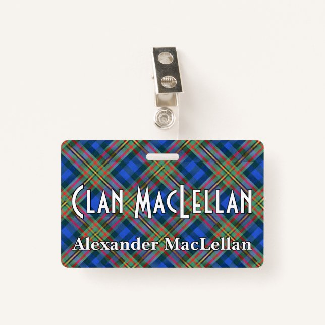 Snappy Clan MacLellan Tartan Badge (Front with Clip)