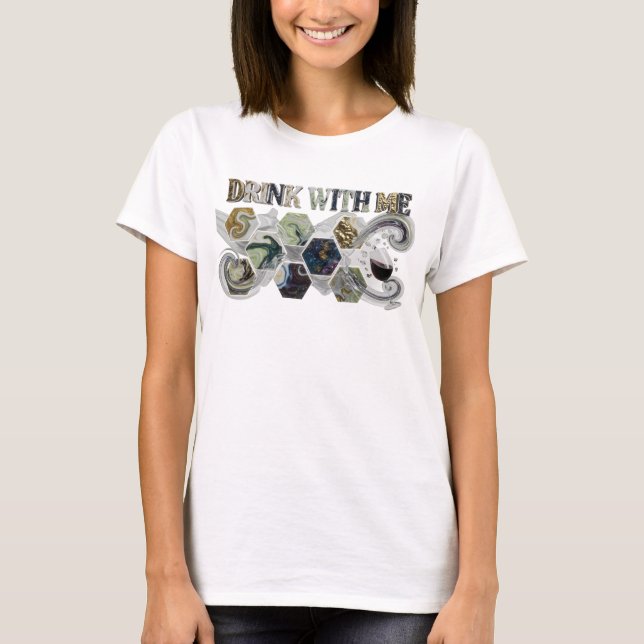Snappy Colorful DRINK WITH ME Statement Tee (Front)
