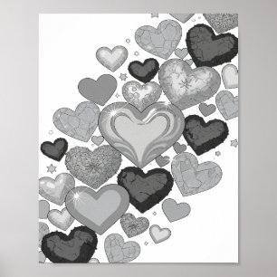 Snappy Gray HEARTS AND STARS Slogan Design Poster