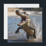 Snappy Jaws: Crocodile Leaping Birthday Card<br><div class="desc">Pictured Is A Bug Scary Crocodile Leaping From The River.</div>