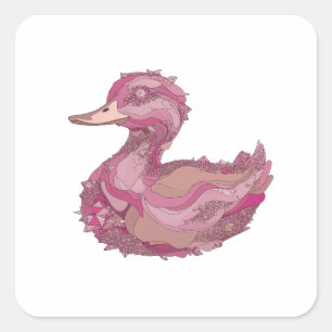 Snappy Silver PINK DUCK Decal Art Square Sticker