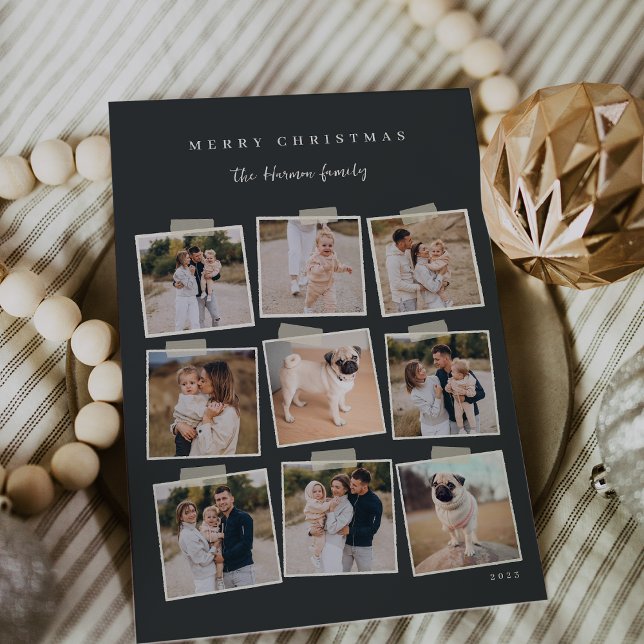 Snapshot | 9 Photo Collage Christmas Holiday Card (Creator Uploaded)