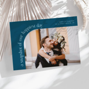 Snapshot Happiest Day Teal Wedding Photo Thank You Card