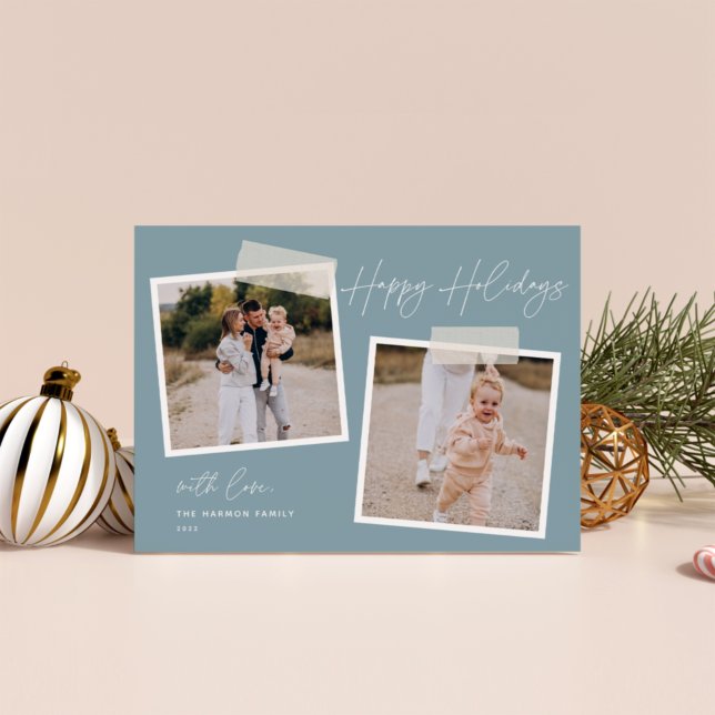 Snapshot | Happy Holidays Two Photo Holiday Card (Creator Uploaded)