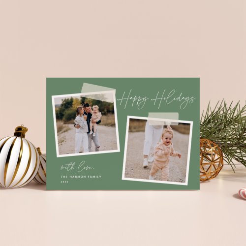 Snapshot  Happy Holidays Two Photo Holiday Card