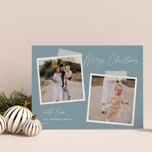 Snapshot Merry Christmas Two Photo Holiday Card