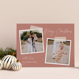 Snapshot   Merry Christmas Two Photo Holiday Card