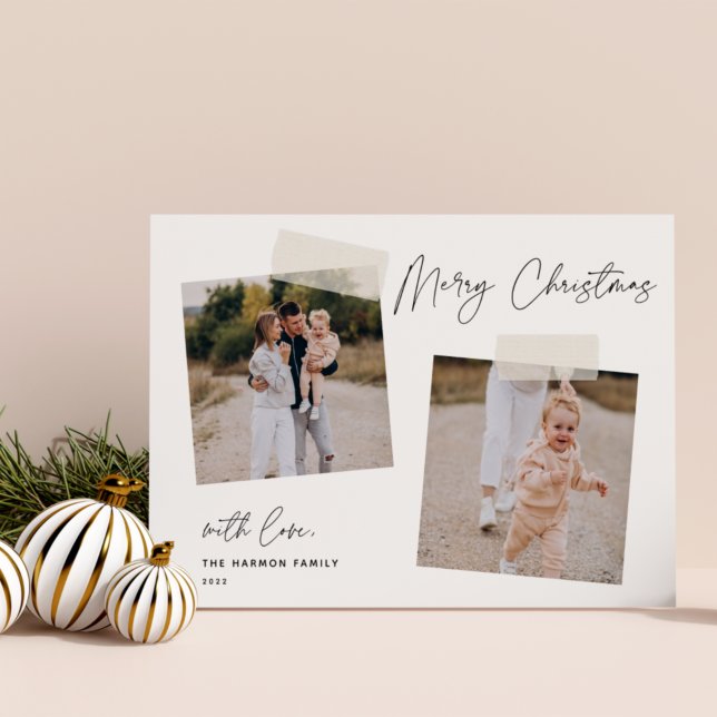 Snapshot | Merry Christmas Two Photo Holiday Card (Creator Uploaded)