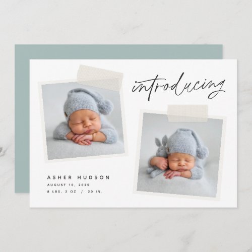 Snapshot  Modern Casual Two Photo Birth Announcement