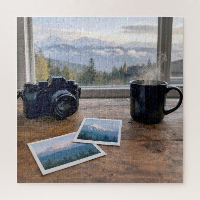 Snapshot Mountain Scenes with Camera and Coffee Jigsaw Puzzle (Vertical)