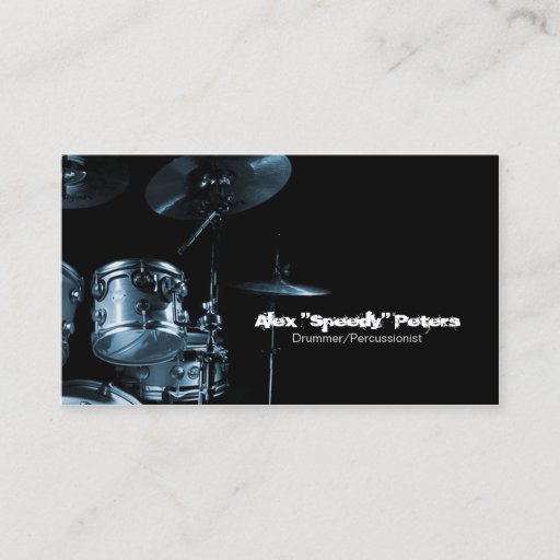 Customizable Snare and Tom Blue Drummer Business Card
