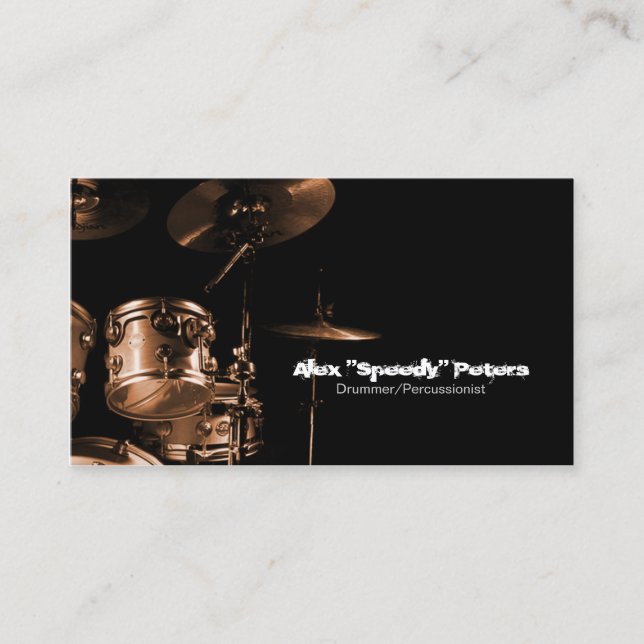 Snare and Tom Brown Drummer Business Card (Front)
