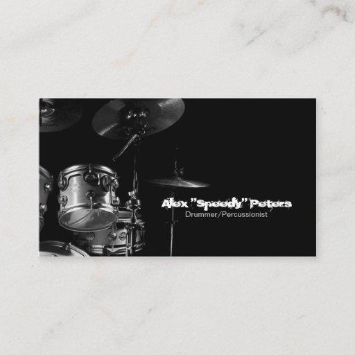 Customizable Snare and Tom Grey Drummer Business Card