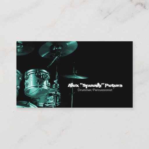 Customizable Snare and Tom Turquoise Drummer Business Card