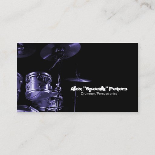 Customizable Snare and Tom Violet Drummer Business Card