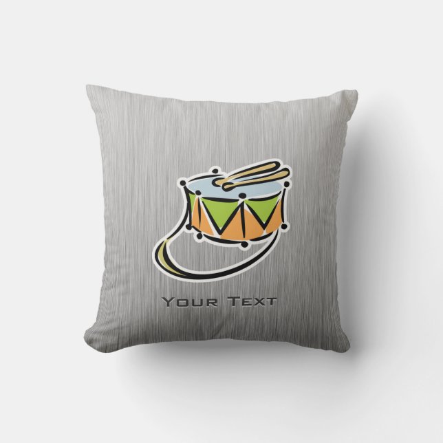 Snare Drum; Brushed metal-look Throw Pillow (Front)