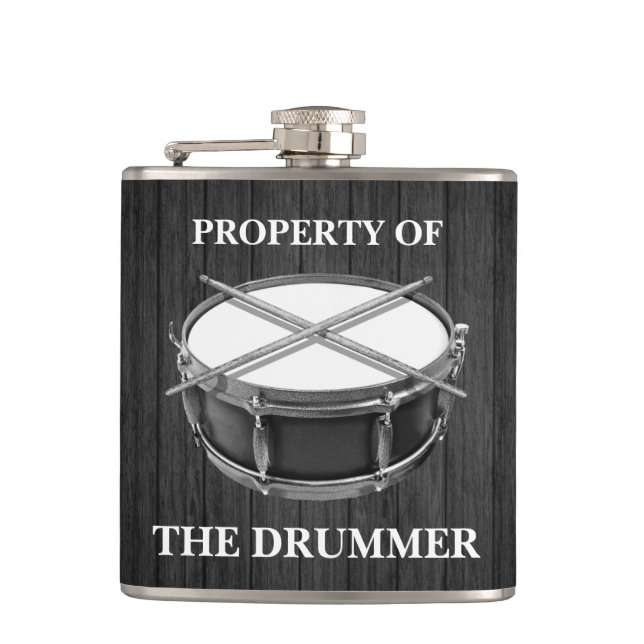 Snare Drum Drumsticks Rock & Roll Musician Drummer Flask (Front)