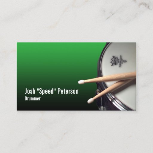 Customizable Snare Drum Green Drummer Musician Business Card