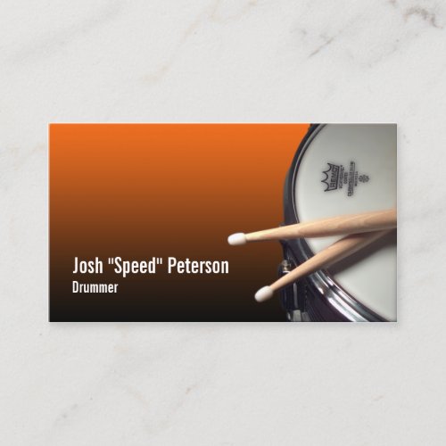 Snare Drum Orange Drummer Musician Business Card