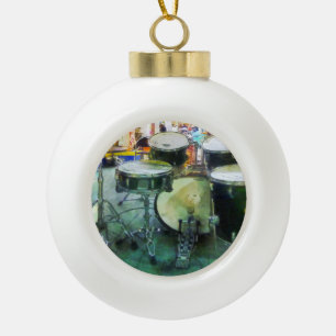 Snare Drum Set Ceramic Ball Christmas Ornament