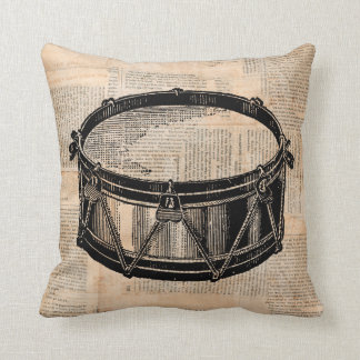 Snare Drum with Newspaper Background Music Art Throw Pillow