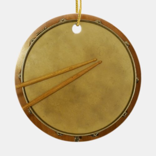 Snare Drum with Sticks Ceramic Ornament