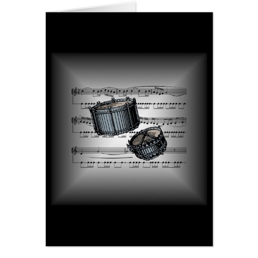 Snare Drums ~ 3-D Sheet Music ~ Silver & Black Cards (Front)
