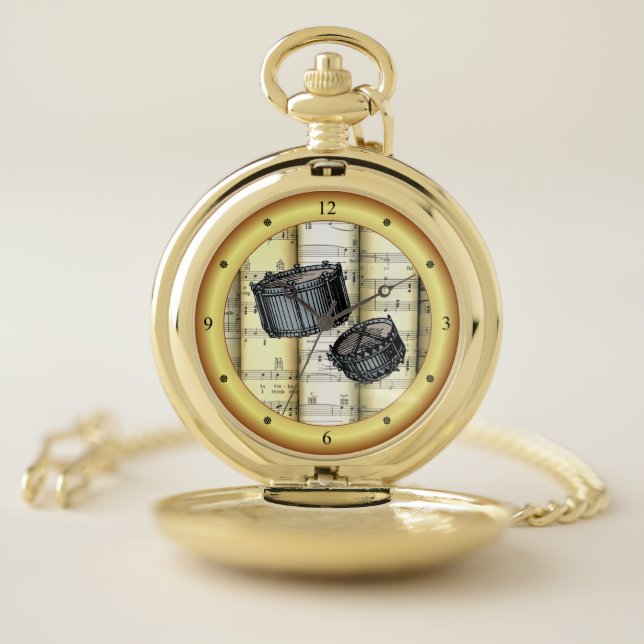 Snare Drums ~ Rolled Sheet Music ~ Gold Ring ~ * ~ Pocket Watch (Inside)