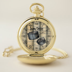 Snare Drums ~ Rolled Vintage Sheet Music ~ Unique Pocket Watch