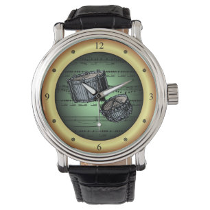 Snare Drums ~ Sheet Music ~ Green/Gold Background  Watch