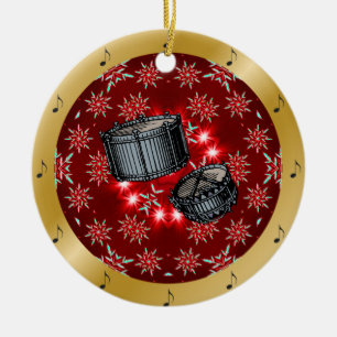 Snare Drums ~ Silver ~ Red~ Gold ~ Christmas ~ Ceramic Ornament