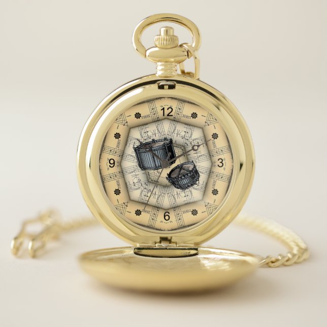 Snare Drums ~ Strange Musical Design ~ Unique ~ Pocket Watch (Inside)