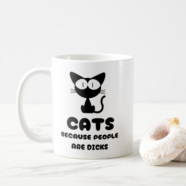 Snarky Cat Coffee Cup - Funny Introvert (With Donut)