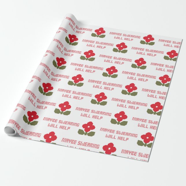 Snarky Cross Stitch Funny Adult Humor Irreverent Wrapping Paper (Unrolled)