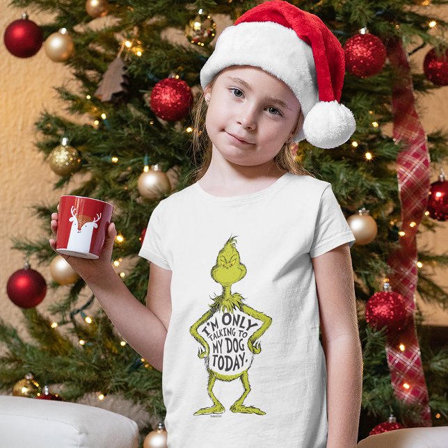 Snarky Grinch | Funny I'm Only Talking to My Dog T T-Shirt (Kid wearing shirt)