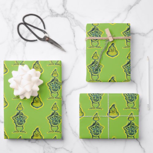 Snarky Grinch  Funny Im Only Talking to My Dog T Wrapping Paper Sheets