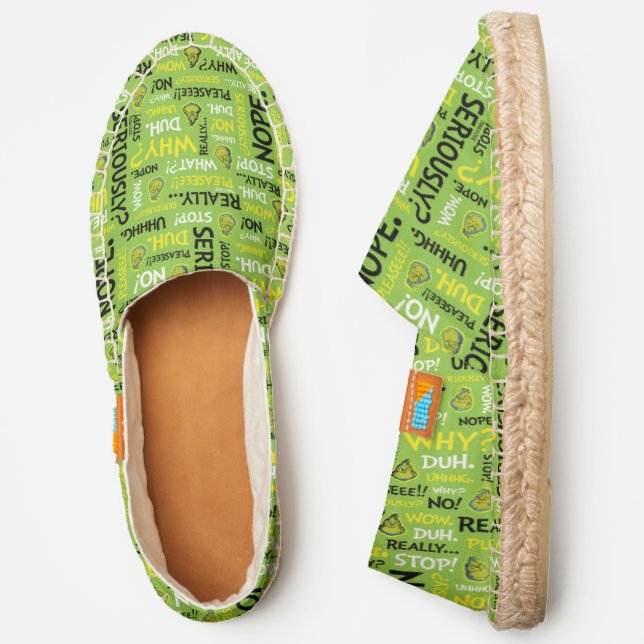 Snarky Grinch | Grinch Snarky Phrase Pattern Espadrilles (Side)