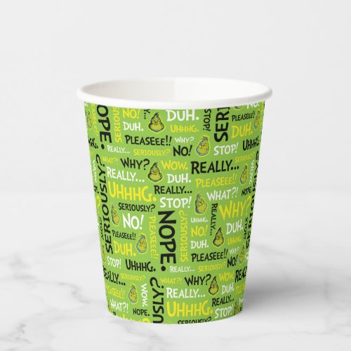 Snarky Grinch  Grinch Snarky Phrase Pattern Paper Cups