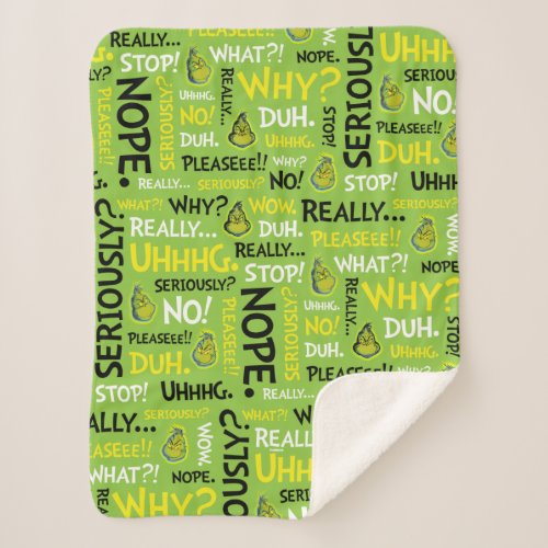 Snarky Grinch  Grinch Snarky Phrase Pattern Sherpa Blanket