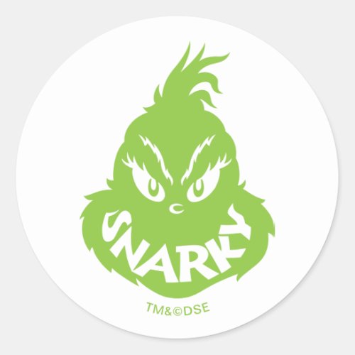Snarky Grinch  The Grinch Face Classic Round Sticker