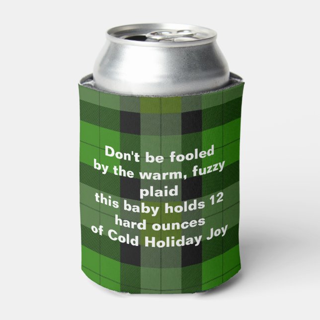 Snarky Holiday Plaid  Can Cooler (Can Front)