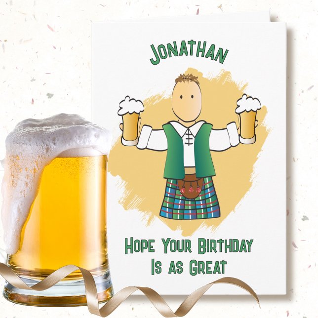 Snarky Male Cartoon and Kilt Funny Saying Birthday Card (Creator Uploaded)