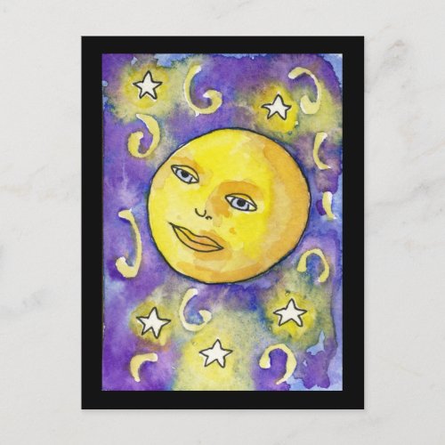 Snarky Moon and Stars Postcard