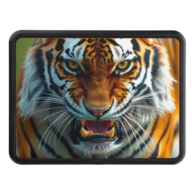 Snarling Angry Tiger Hitch Cover (Front)