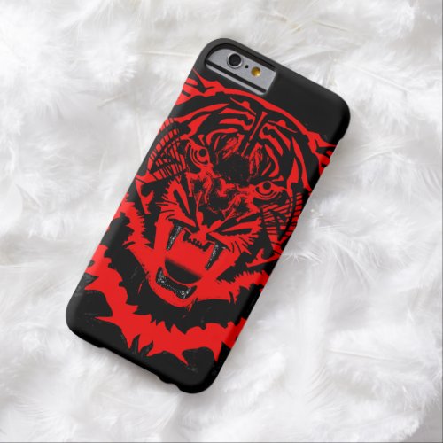 Snarling Arty Tiger Artwork in Blacks and Reds Barely There iPhone 6 Case