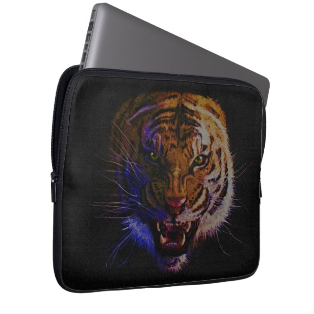 Snarling Bengal Tiger Big Cat Wildlife Art Laptop Sleeve (Front Right)