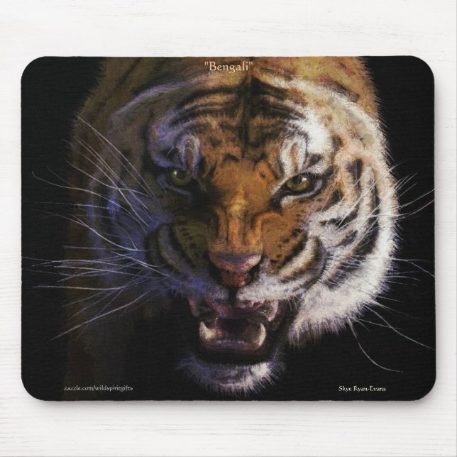Snarling Bengal Tiger Fine Art Wildlife Mousepad (Front)