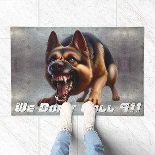 Snarling German Shepherd Dog Doormat
