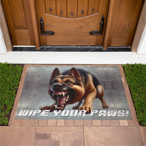 Snarling German Shepherd Dog Doormat