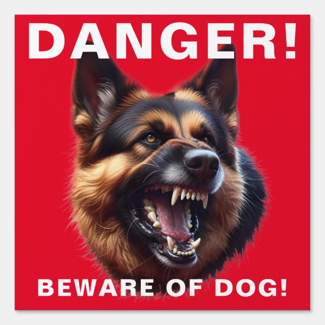 Snarling German Shepherd Dog Sign (Front)